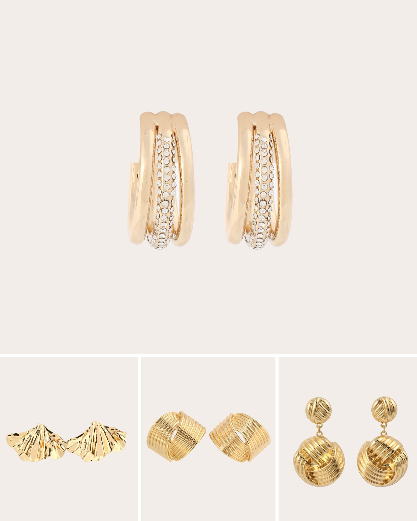 Kit brinco feminino 4 pares diversos - dourado