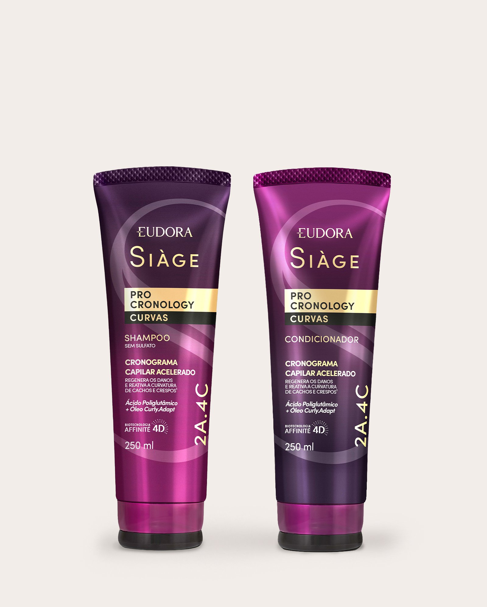 Kit shampoo 250ml + condicionador Siàge Pro Cronology Curvas 250ml | Eudora