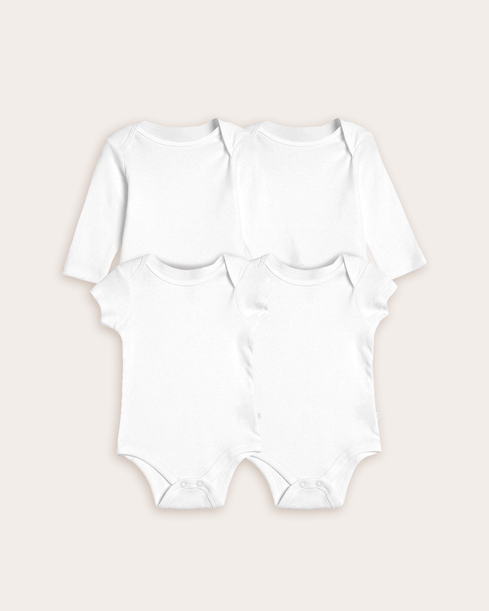 Kit body bebê 4 peças mangas longas e mangas curtas - branco