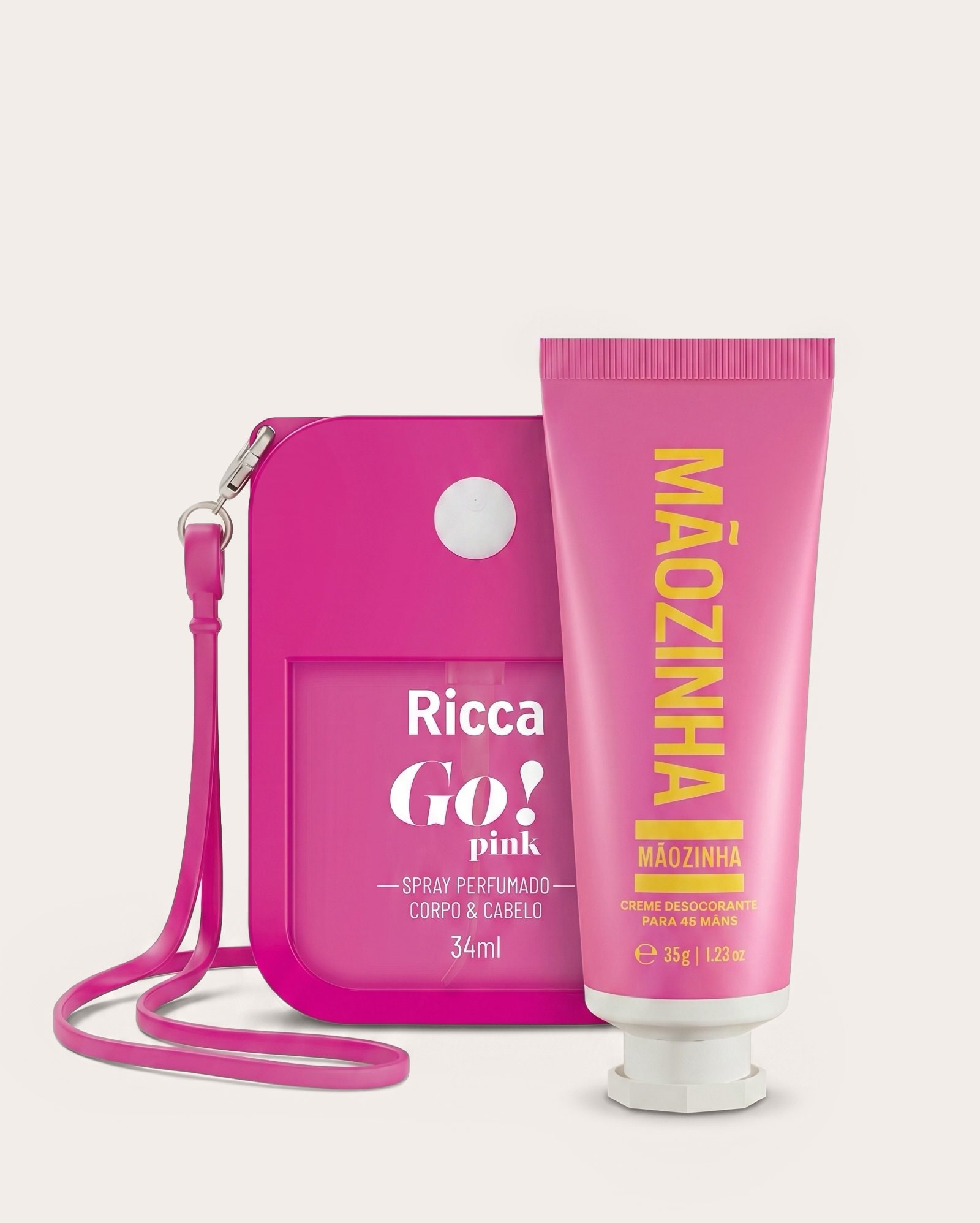 Kit body splash Go Pink 34ml Ricca + creme mãozinha 35g Beleza Brasileira