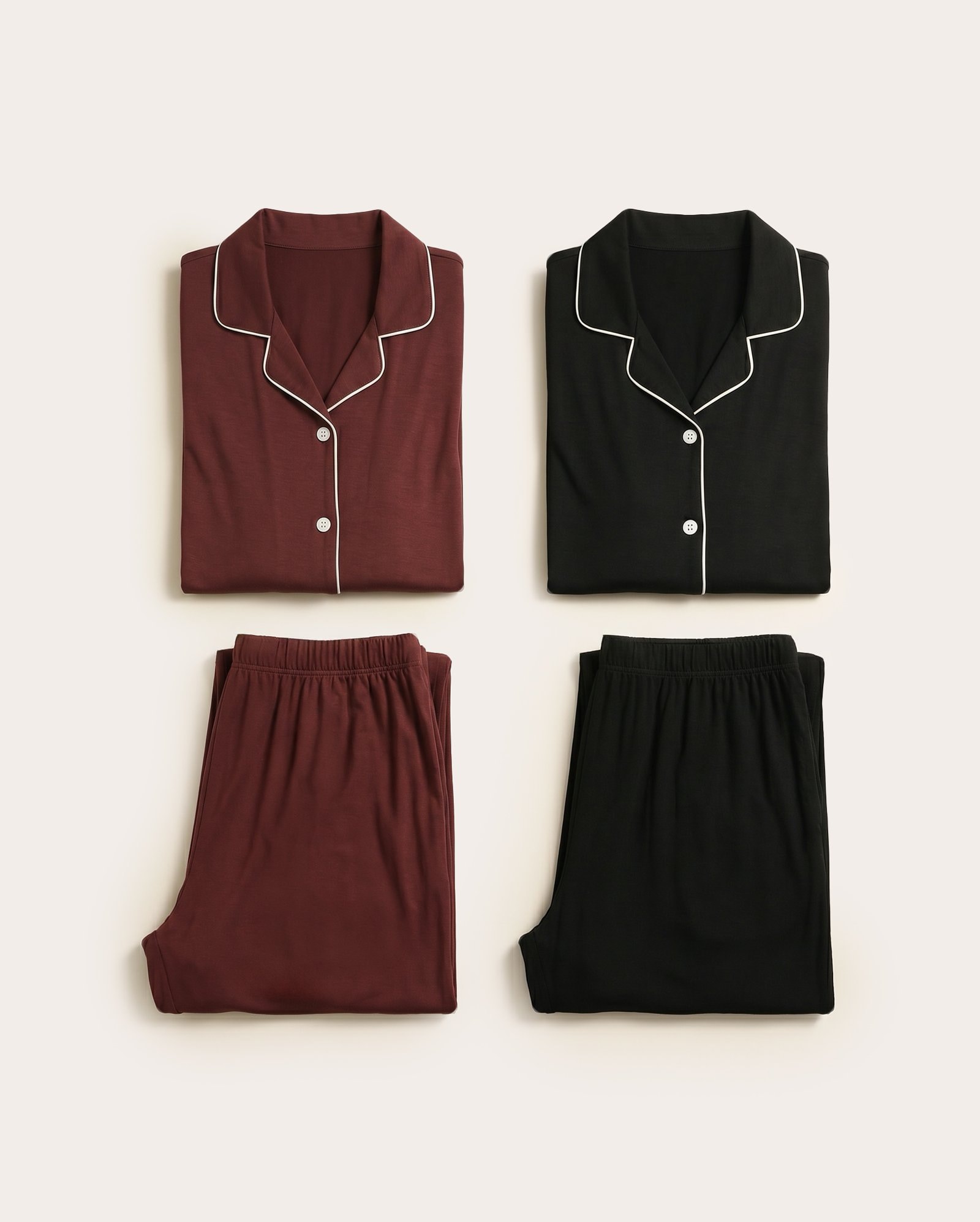 Kit pijama longo feminino 4 peças americano em viscose - multicor