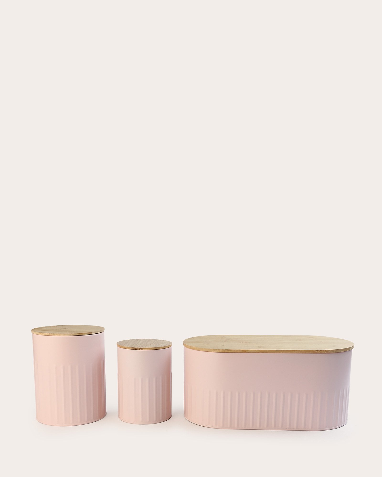 Kit lata para café 11x16cm + lata para biscoito 13,5x18cm + lata para pão Belinda 33,5x16cm - rosa | Casa Riachuelo