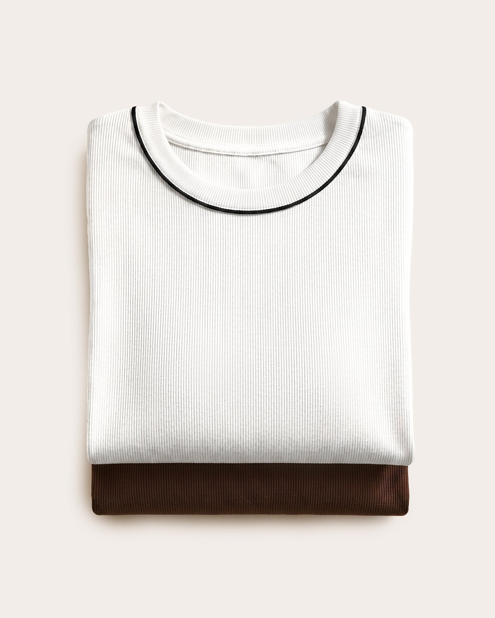 Kit blusa feminina 2 peças em malha canelada - multicor