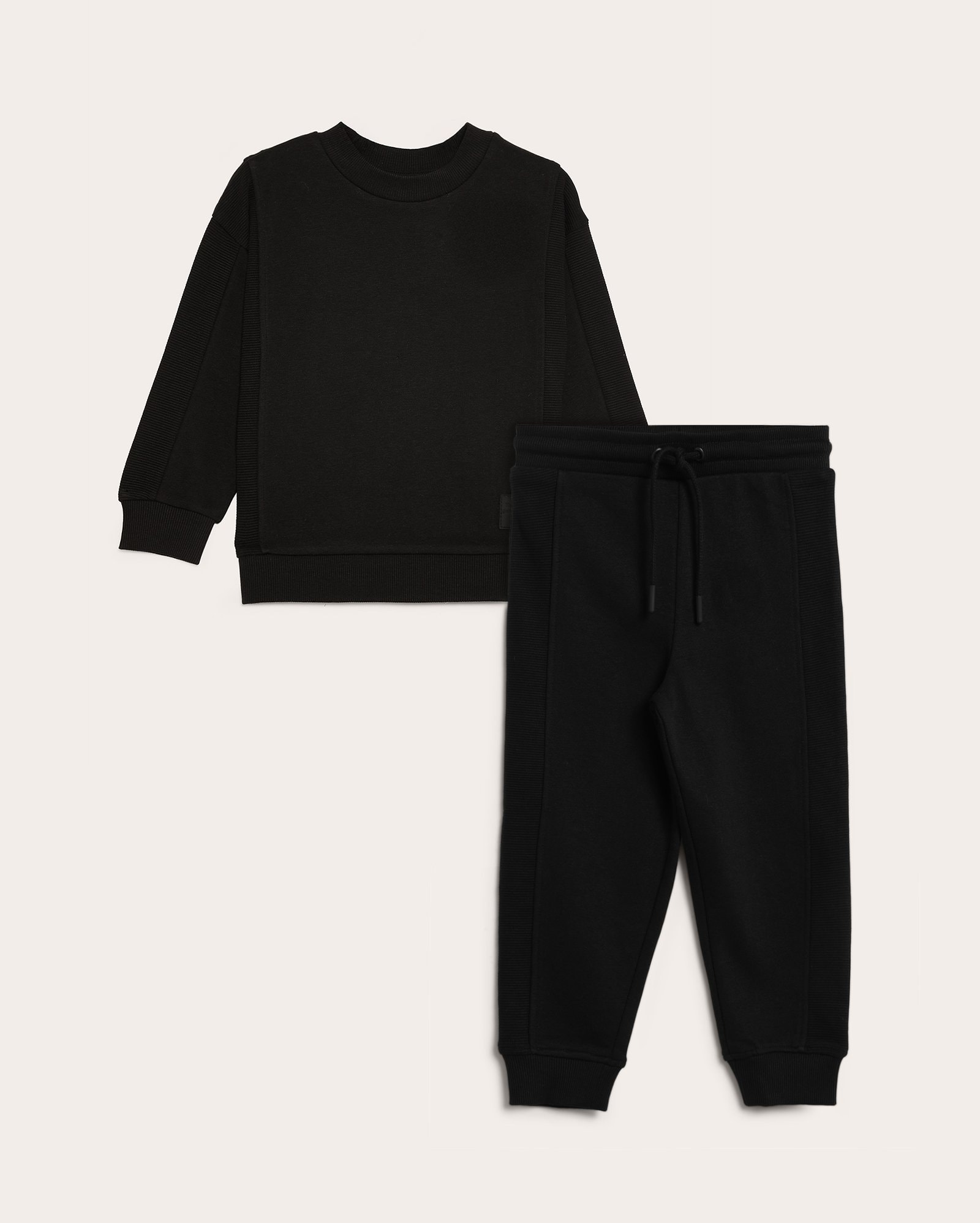 Conjunto longo de moletom infantil 2 peças sem felpa recortes 1-6A - multicor