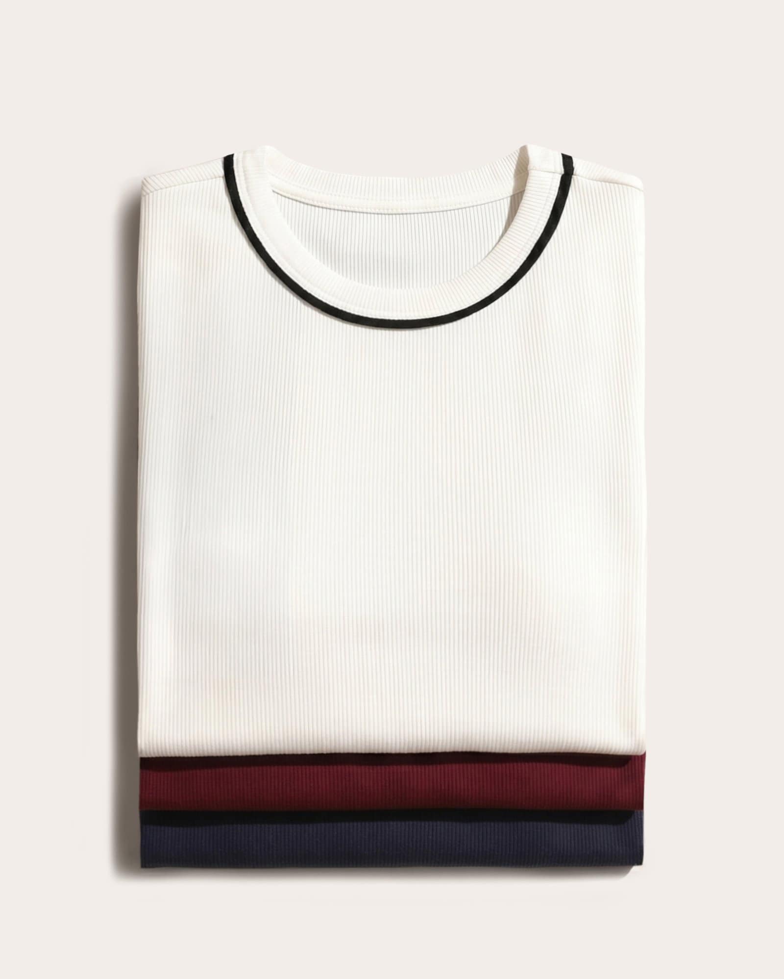 Kit camiseta feminina 3 peças canelada com viés - multicor