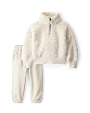 Conjunto longo infantil 2 peças em sherpa gola alta - bege | Carter's