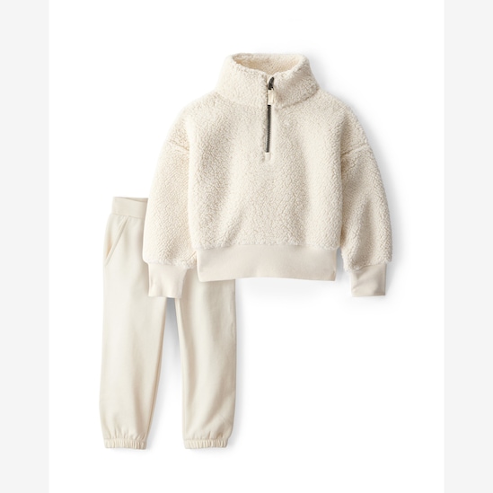Conjunto longo infantil 2 peças em sherpa gola alta - bege | Carter's