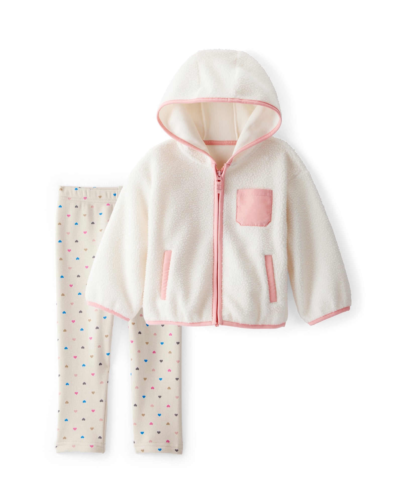 Conjunto longo infantil 2 peças em sherpa com capuz - branco | Carter's