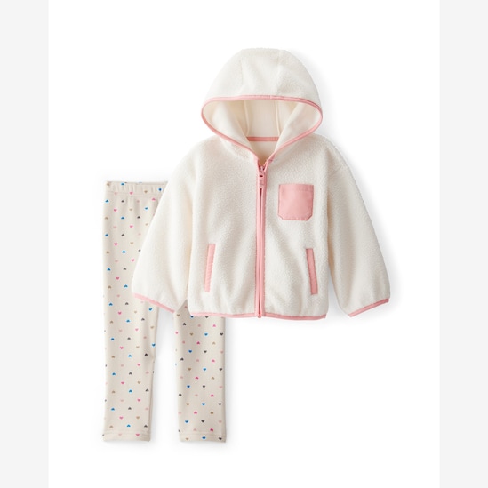 Conjunto longo infantil 2 peças em sherpa com capuz - branco | Carter's