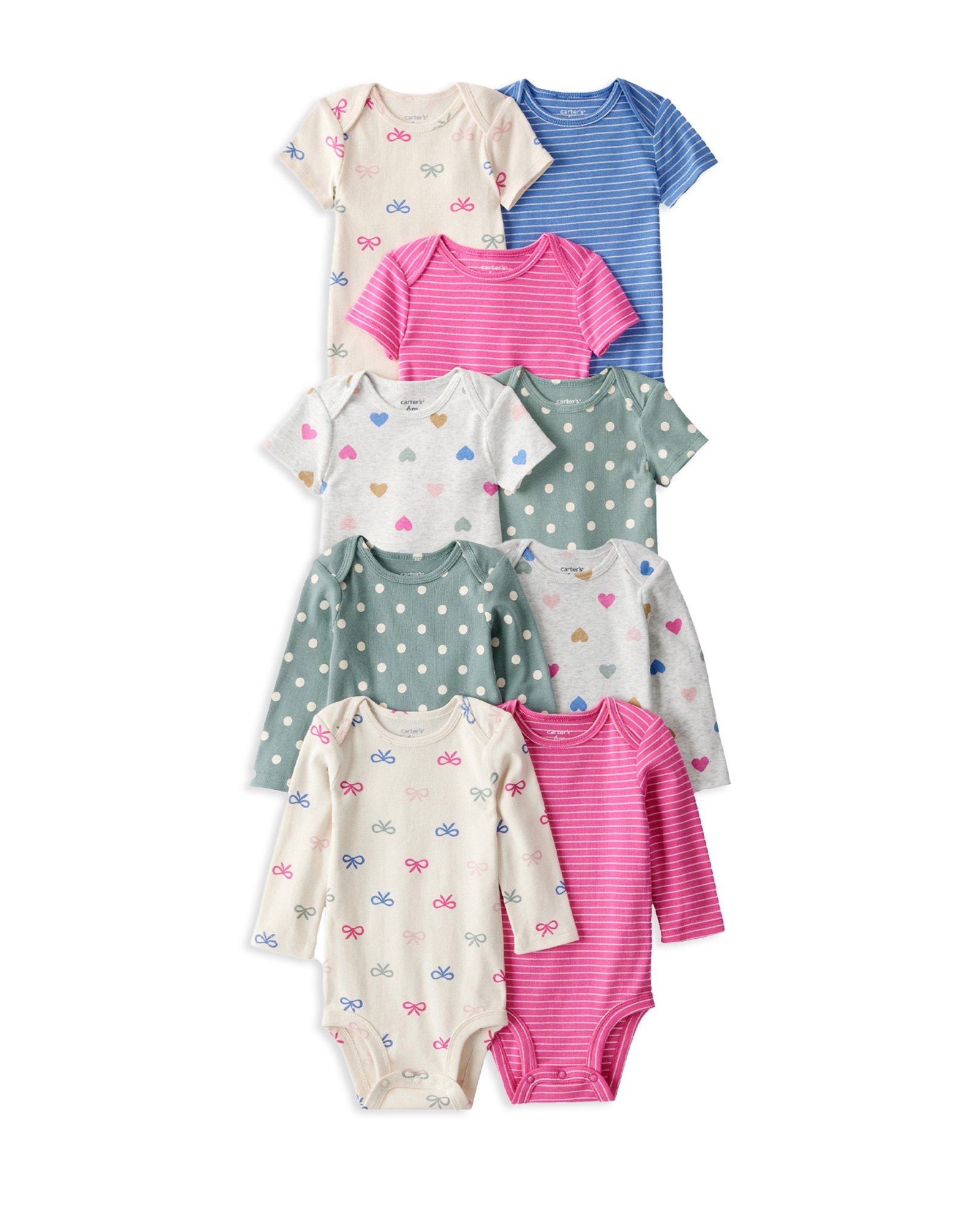 Kit body bebê 9 peças laços coração - multicor | Carter's