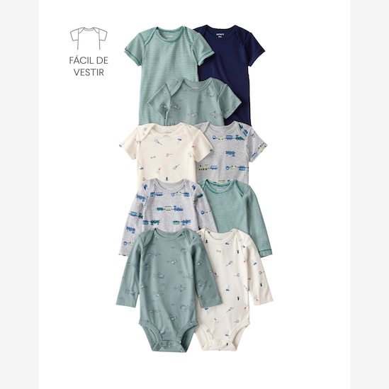 Kit body bebê 9 peças trenzinhos - multicor | Carter's