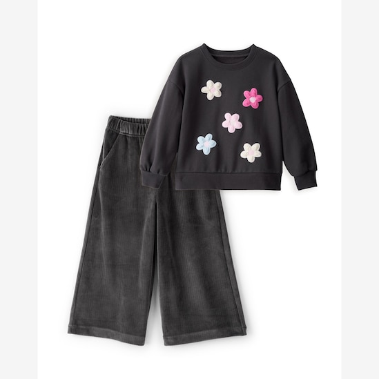 Conjunto longo infantil 2 peças em plush floral - Multicor | Carter's