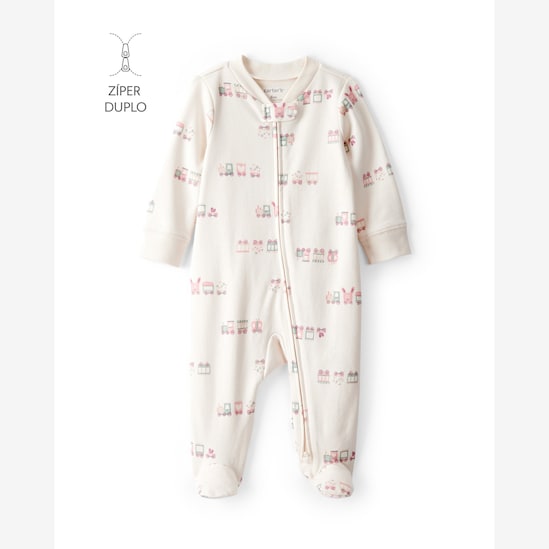 Kit macacão bebê 2 peças estampado + caixa de presente P - Multicor | Carter's