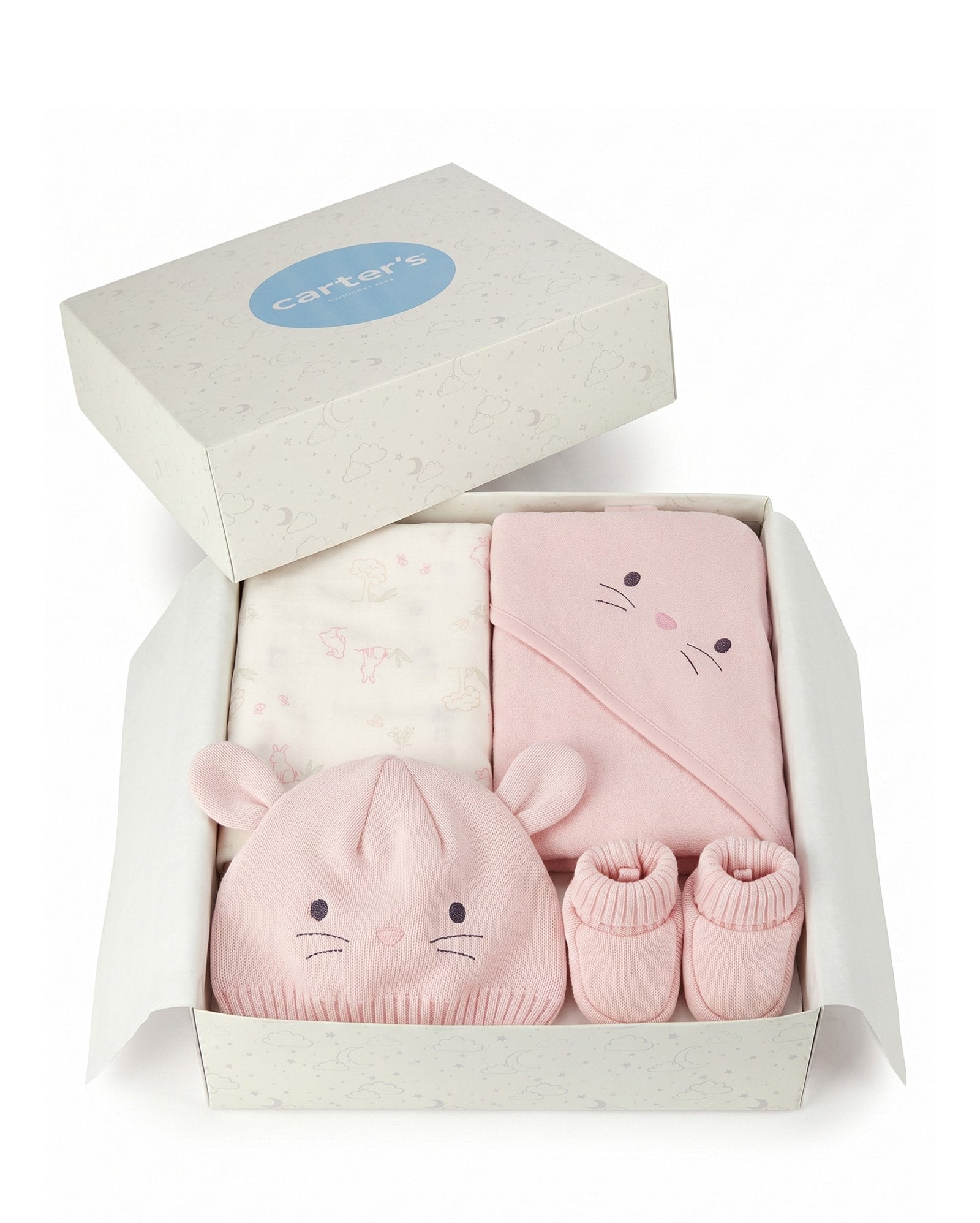 Enxoval bebê 4 peças estampado + caixa de presente P - Multicor | Carter's
