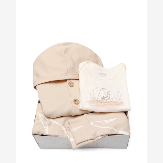 Enxoval bebê 4 peças estampado + caixa de presente P - Multicor | Carter's