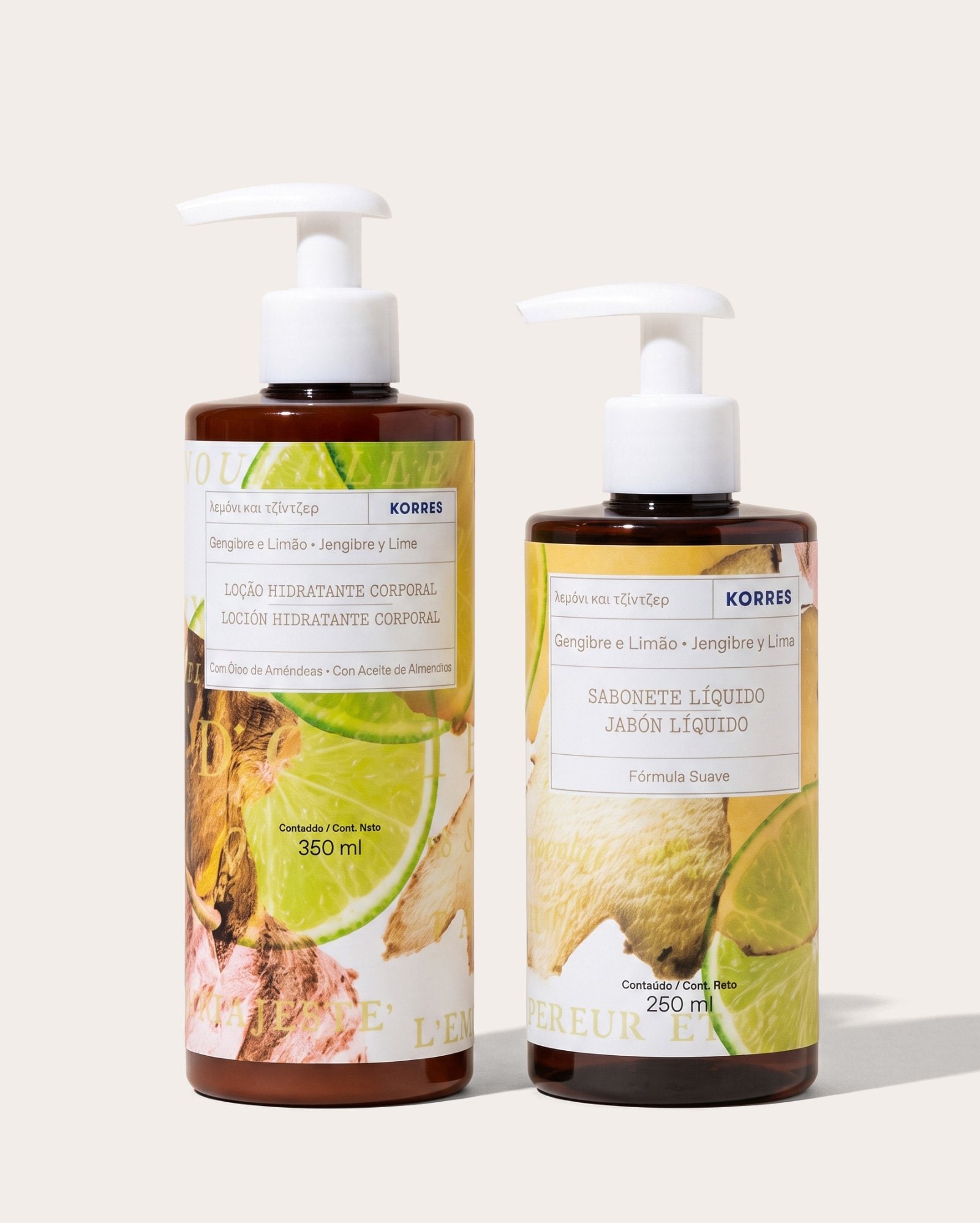 Kit hidratante corporal 350ml + sabonete líquido gengibre e limão 250ml | Korres