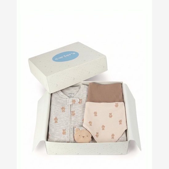 Enxoval bebê 3 peças estampado + caixa de presente P - Multicor | Carter's