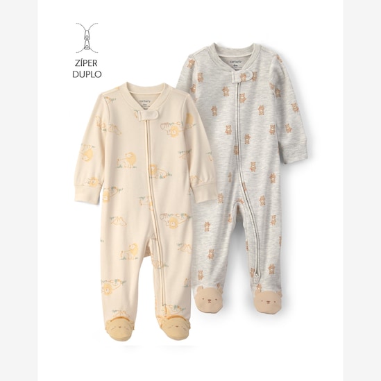 Kit macacão bebê 2 peças com pezinho estampado - Multicor | Carter's