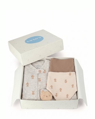 Enxoval bebê 3 peças estampado + caixa de presente P - Multicor | Carter's