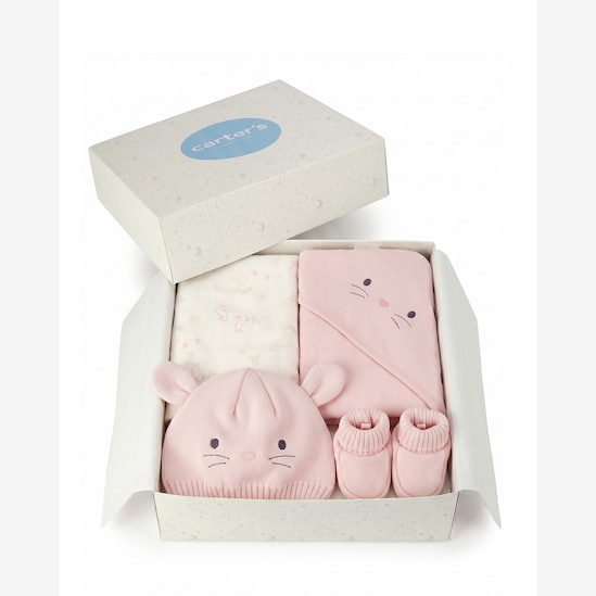 Enxoval bebê 4 peças estampado + caixa de presente P - Multicor | Carter's