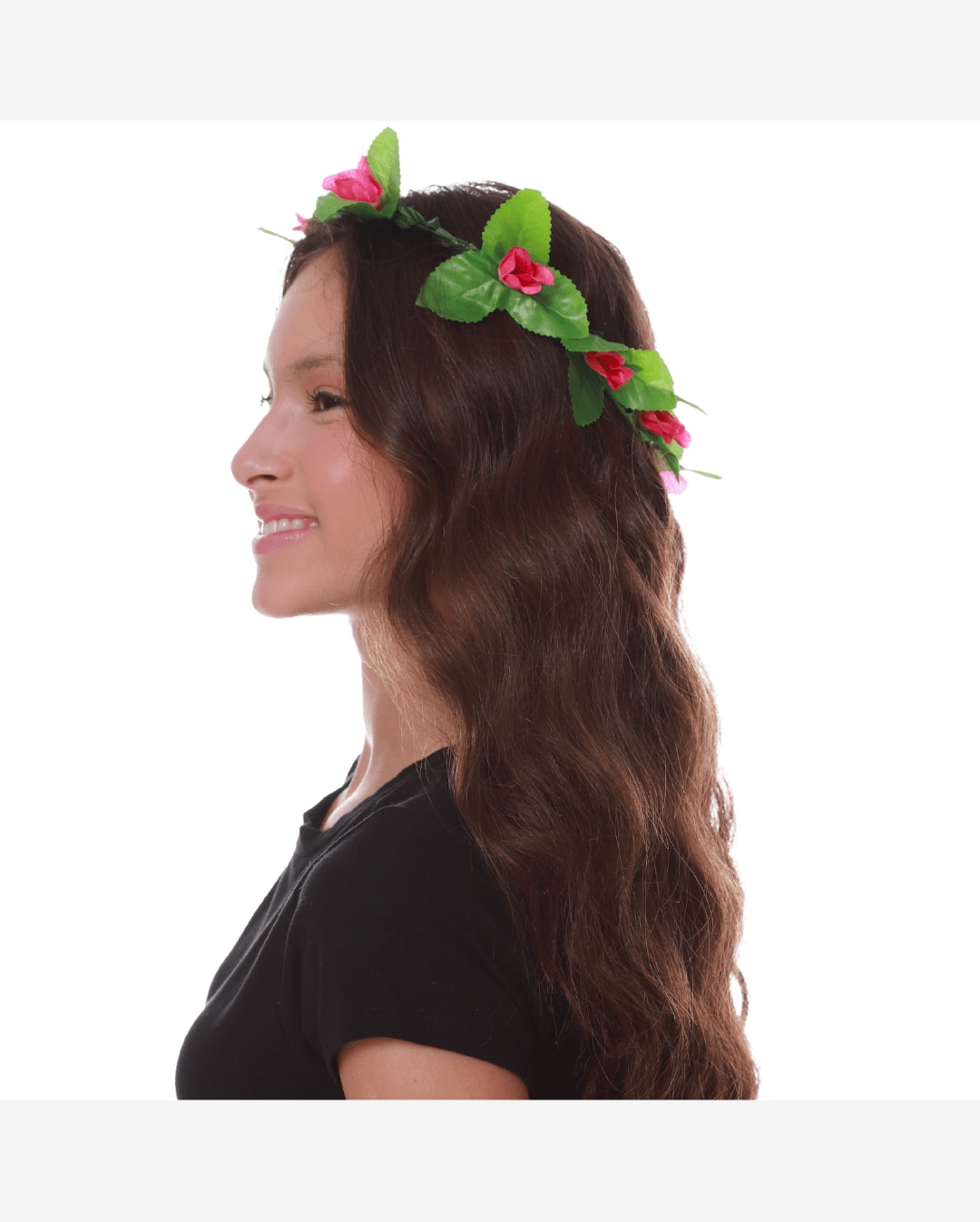 Tiara de Flores Rosa – Acessório Delicado para Fantasias