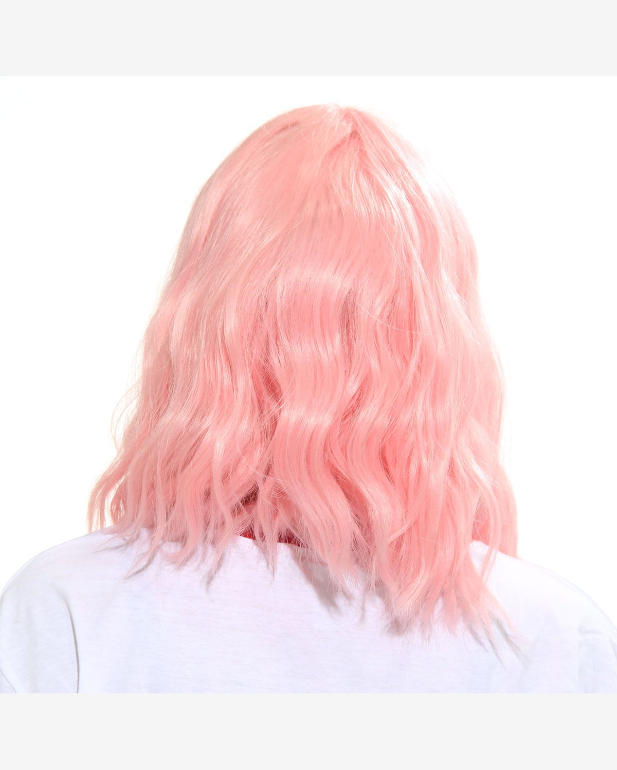 Peruca Longa Rosa Ondulada para Fantasias