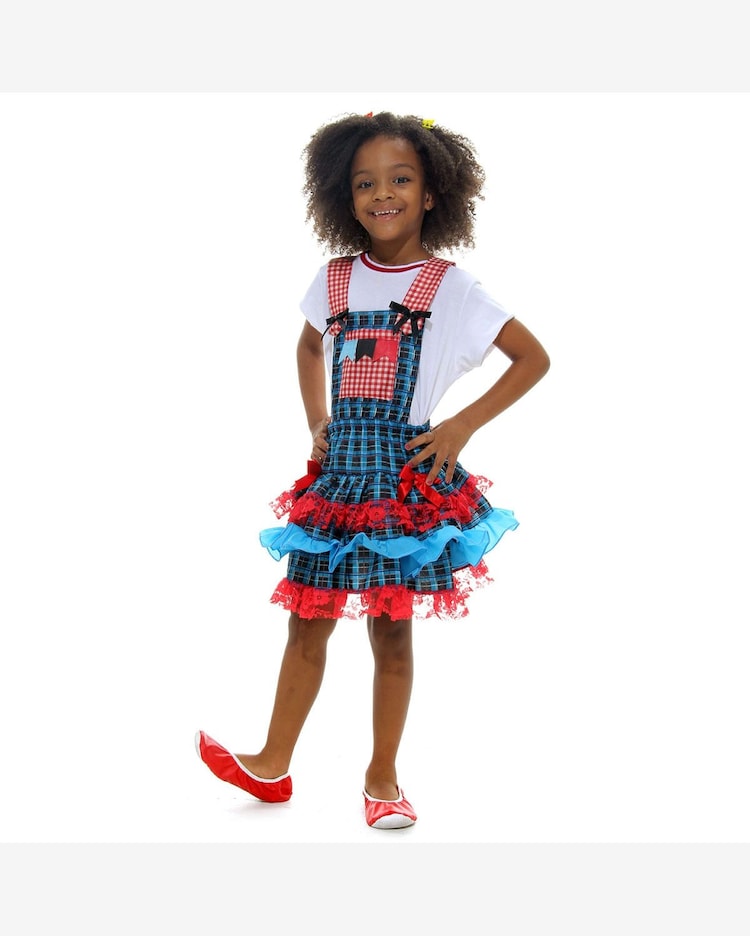 Riachuelo Fantasia Infantil Festa Junina Jardineira Xadrez Azul - Main Image