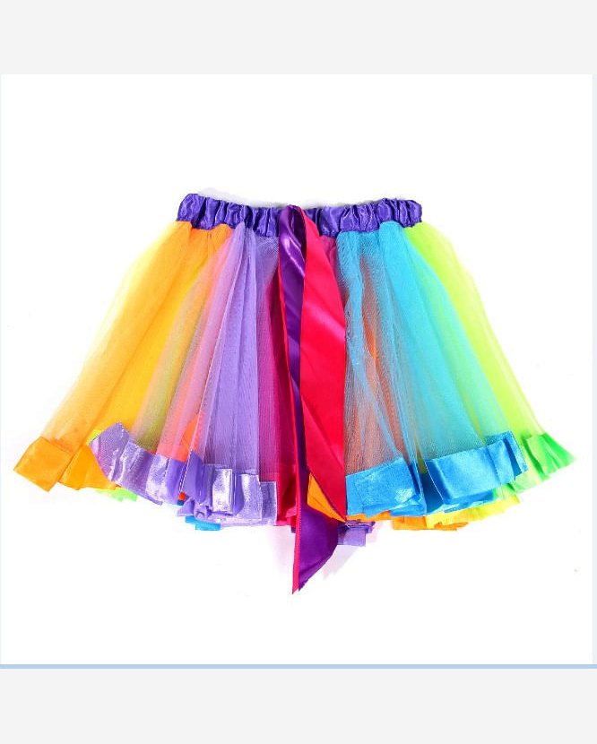 Riachuelo Saia de Tule Colorida Fantasia Infantil Arco-Íris com