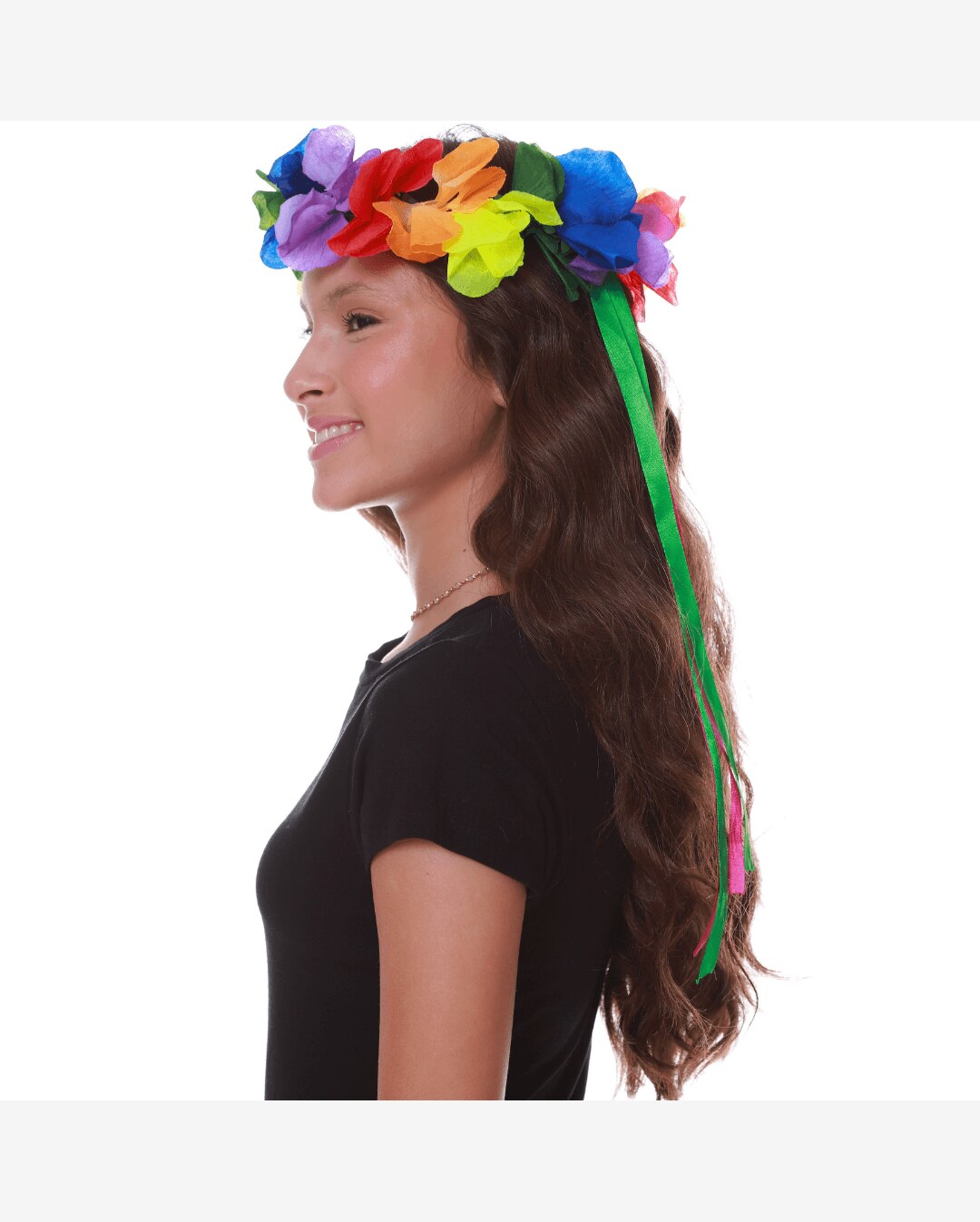 Tiara de Flores para Carnaval – Colorida com Fitas