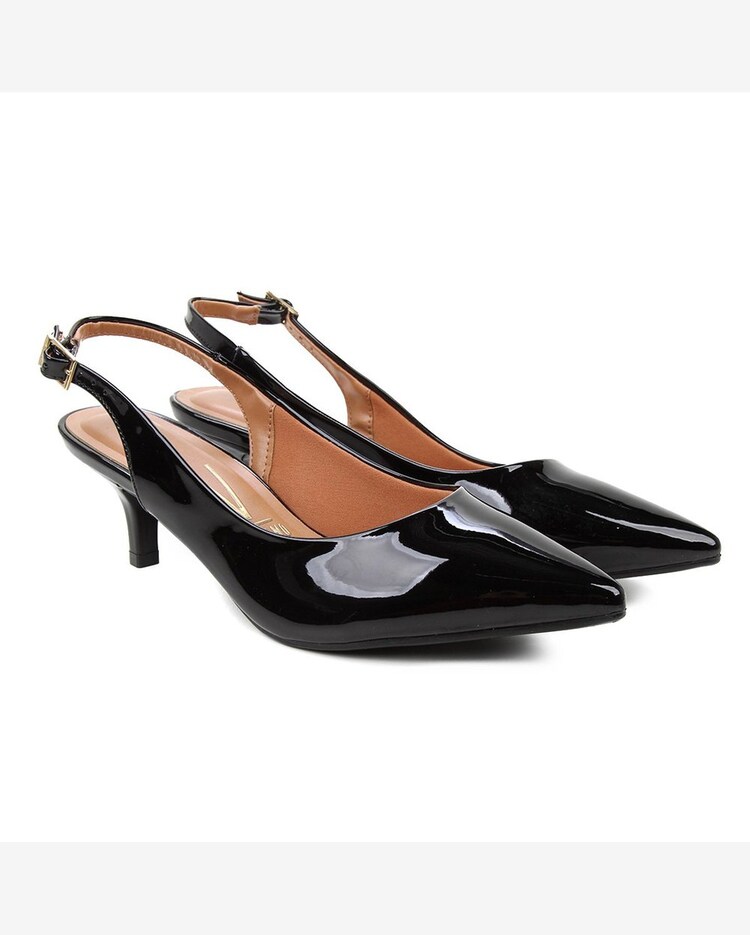 Riachuelo Scarpin Vizzano Salto Baixo Bico Fino Chanel Preto