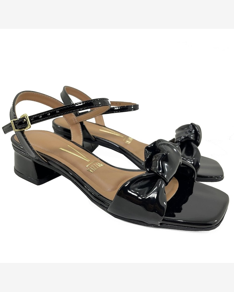 Riachuelo Sandália Vizzano Verniz Nó Salto Baixo Preto