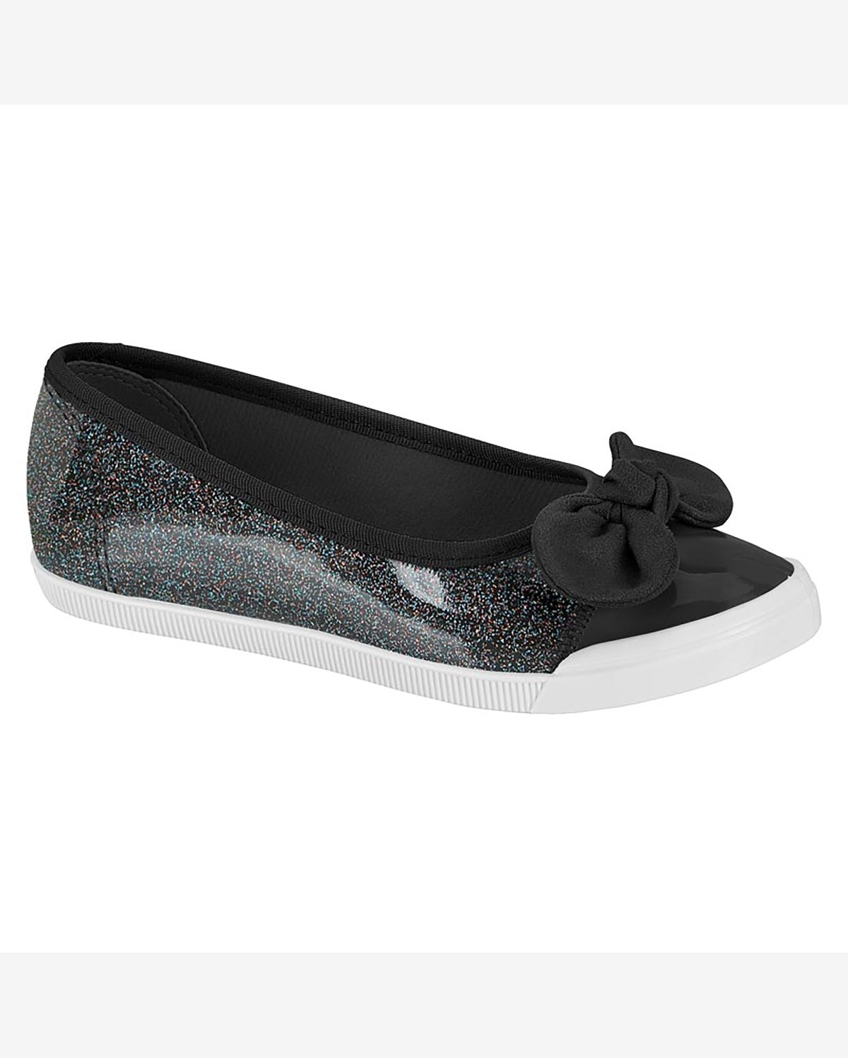 Sapatilha Infantil Molekinha Slipper Laço Brilho - Preto
