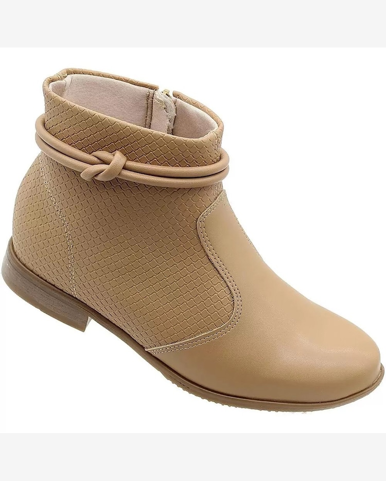 Bota Moleca Nó Cano Baixo Piton Feminina Caramelo Riachuelo