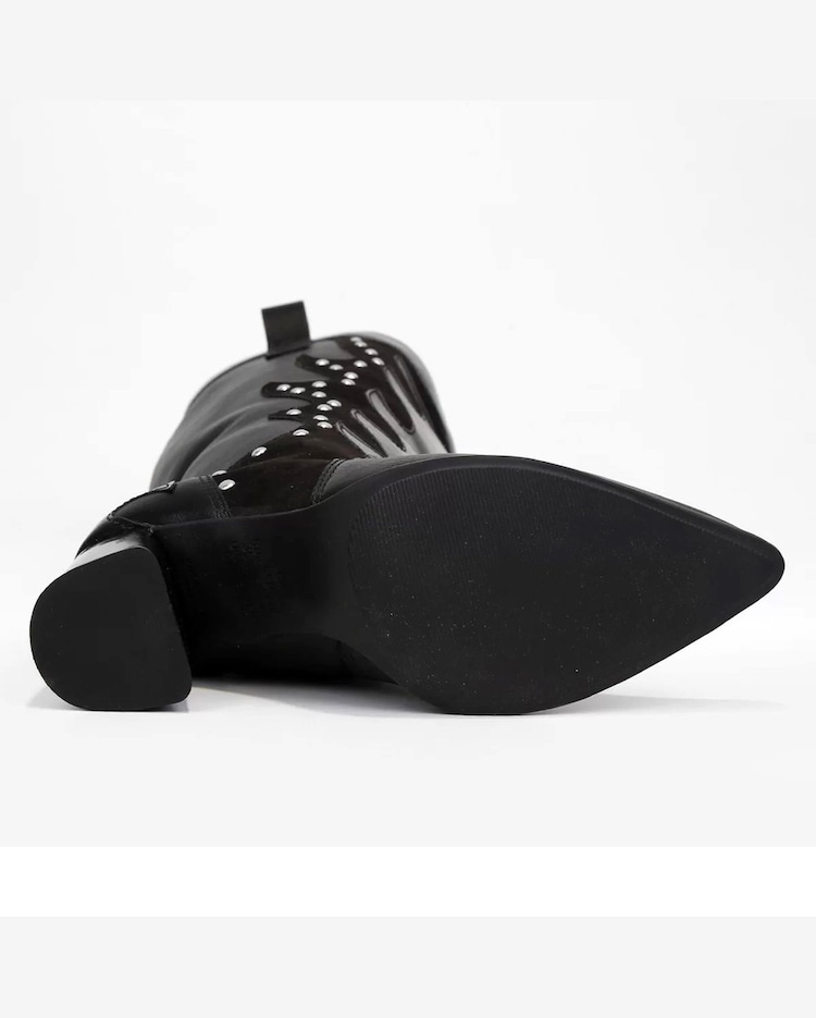 Bota Country Ramarim Bordada Tachas Feminina Preto