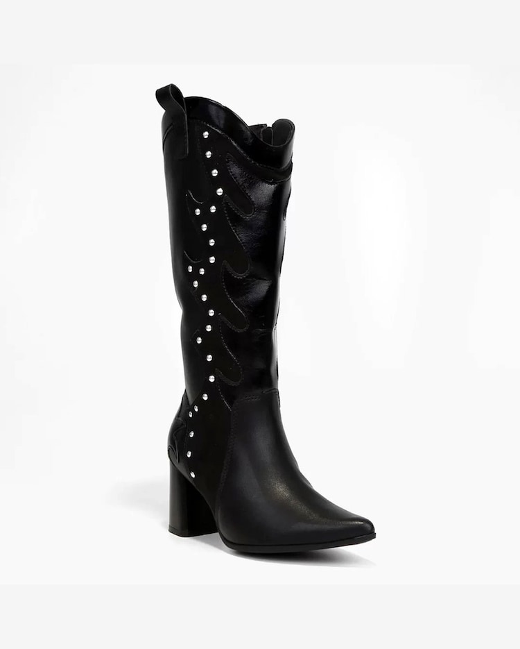 Riachuelo Bota Country Ramarim Bordada Tachas Feminina Preto