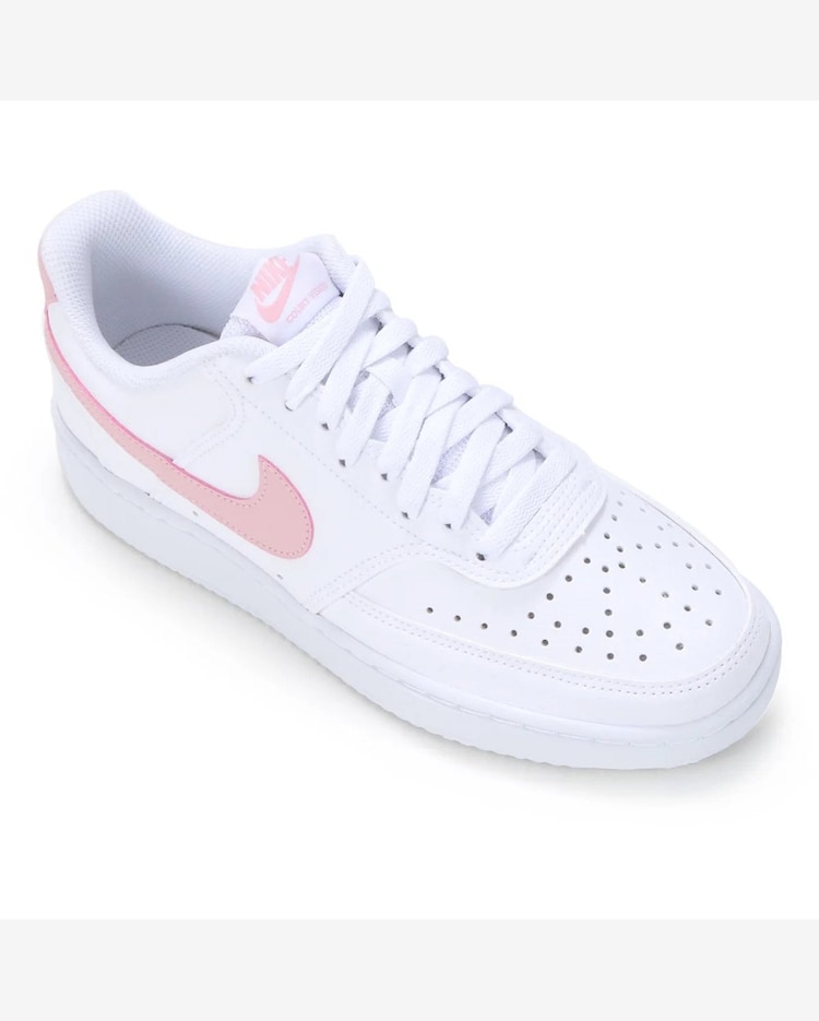 Tênis Couro Nike Court Vision Low Feminino Branco e Rosa Branco+rosa  Riachuelo