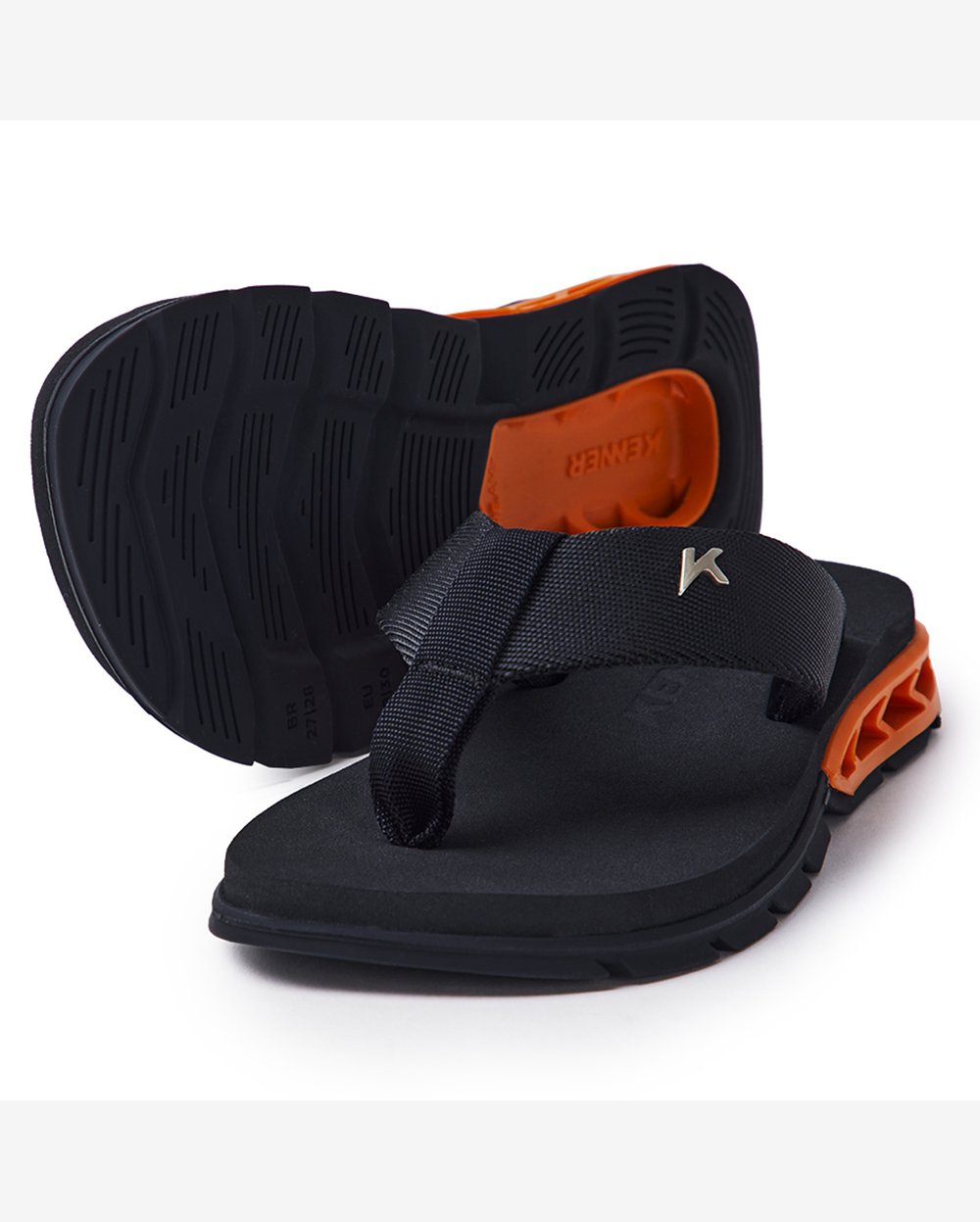Chinelo Infantil Kenner Rakka Kids - Preto e Laranja