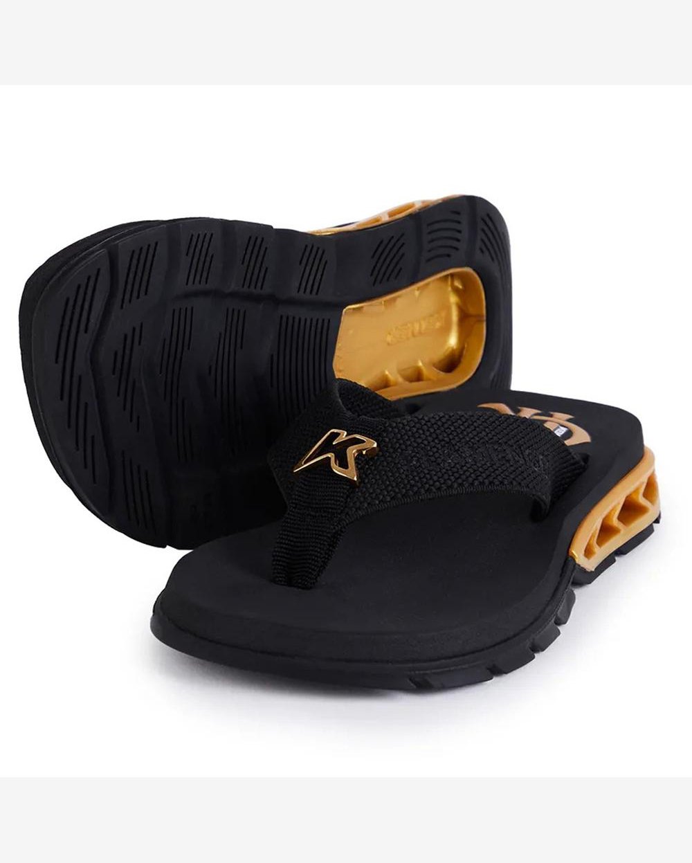 Chinelo Infantil Kenner Rakka Kids Flamengo - Preto e Dourado