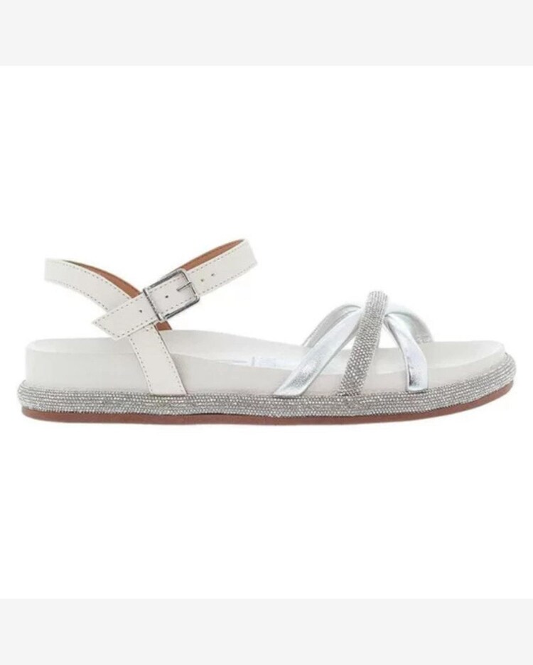 Papete Vizzano Flatform Strass Feminina Branco e Prata Branco Riachuelo