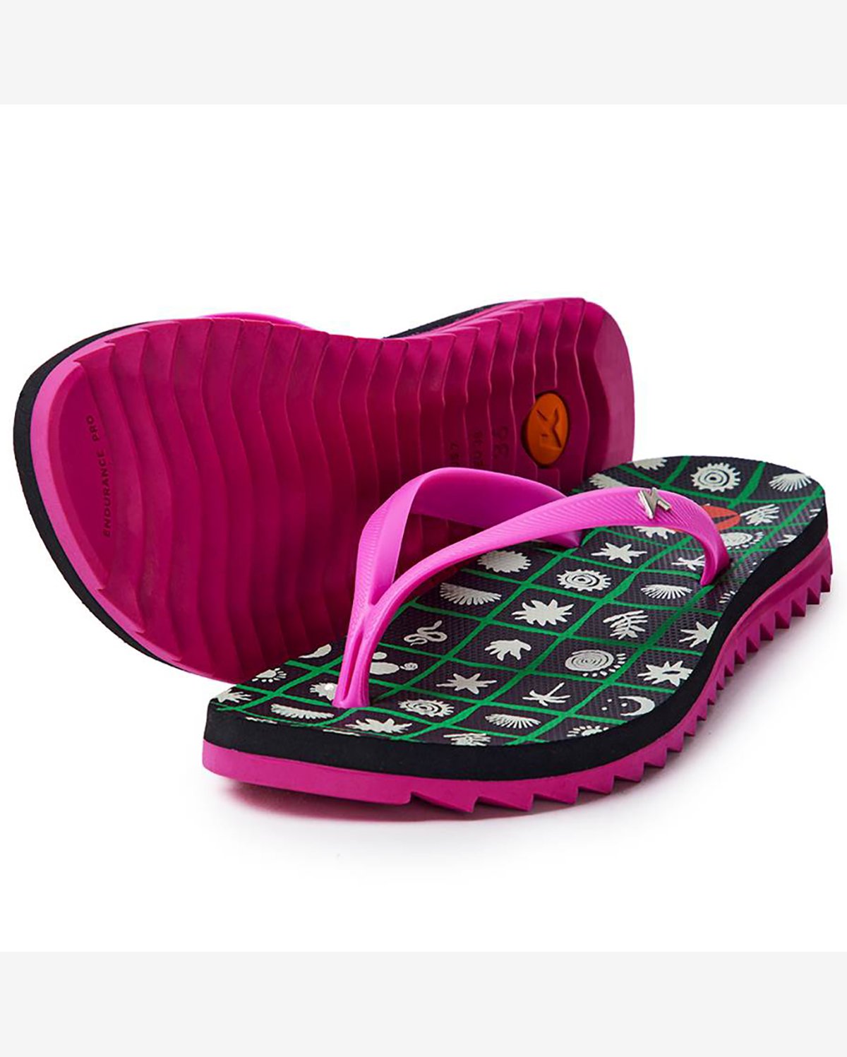 Chinelo Kenner Ibiza Maresia Estampada Feminino - Preto e Rosa