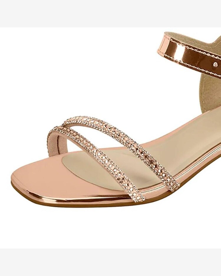 Sandália Infantil Molekinha Brilho Salto Quadrado Rosê Rose Riachuelo