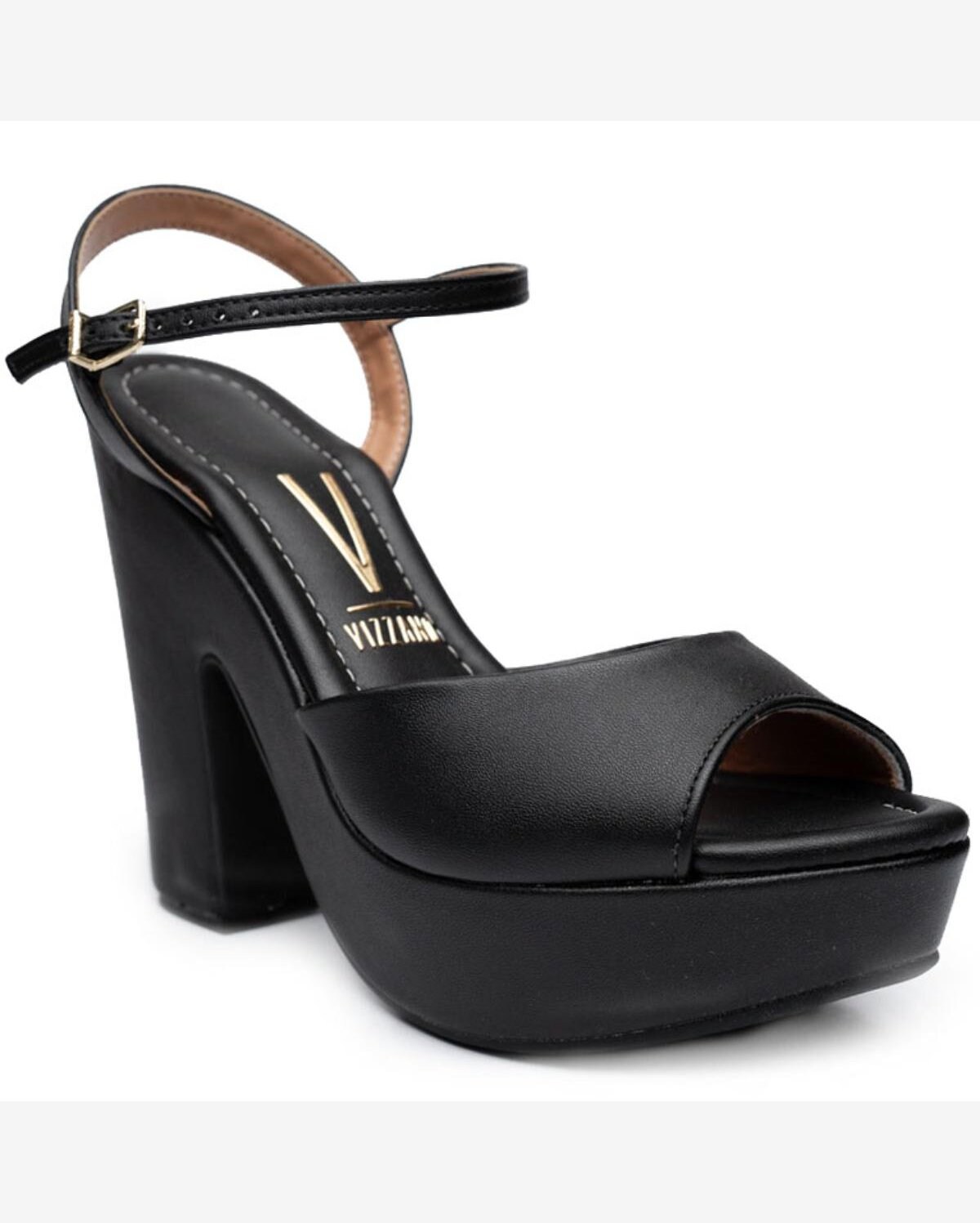 Vizzano Preto Sapato Vizzano Dafiti Sandália Preta Salto Sapato De