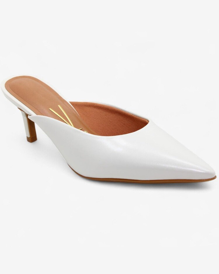 Riachuelo Tamanco Mule Vizzano Bico Fino Salto Baixo Off White