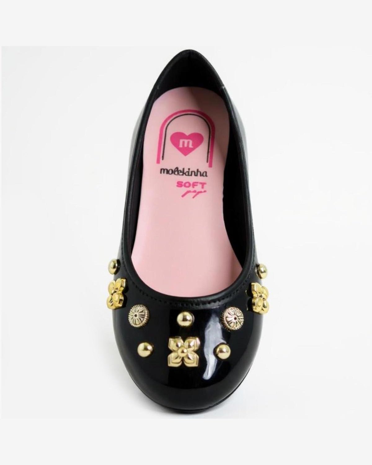 Sapatilha Infantil Molekinha Verniz Apliques - Preto