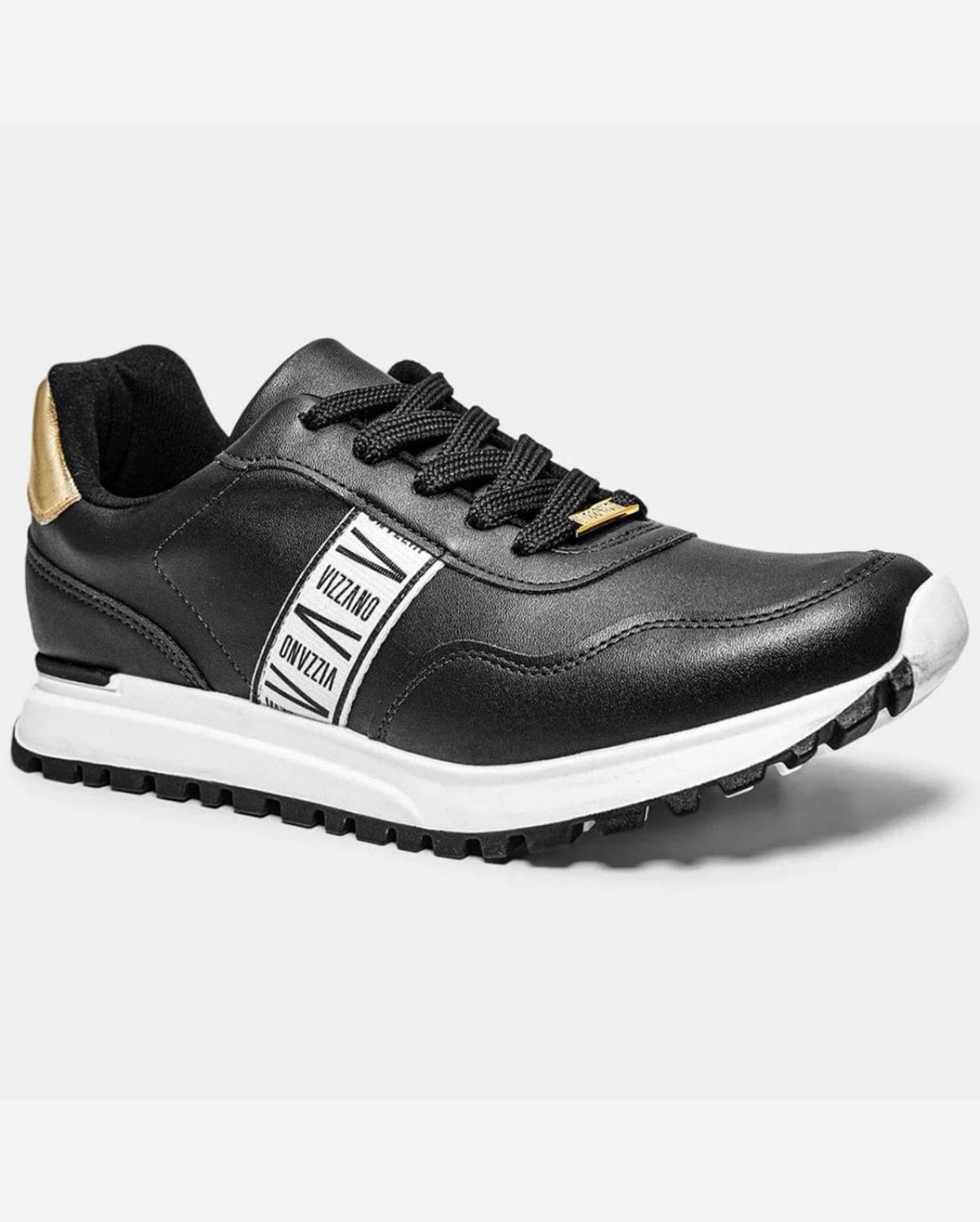 Riachuelo Tênis Vizzano Casual Preto e Dourado