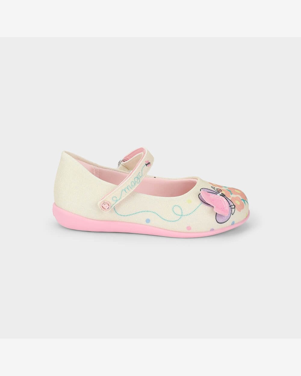 Sapatilha Infantil Bibi Candy Mini Bege de Flores