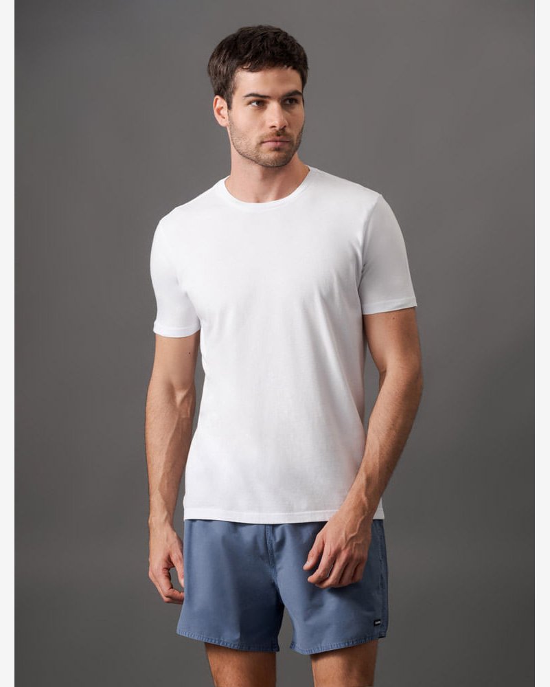 Camiseta Manga Curta Swimwear Logo Costas Calvin Klein Swimwear - Branco