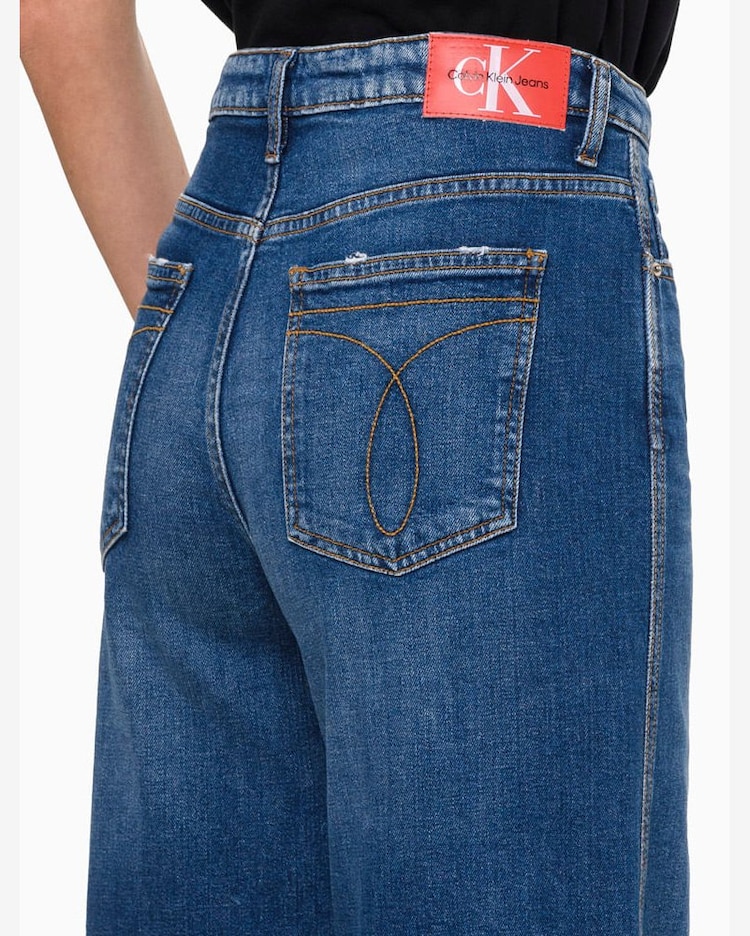 Riachuelo Calça Jeans Feminina Wide Leg Rasgos Calvin Klein