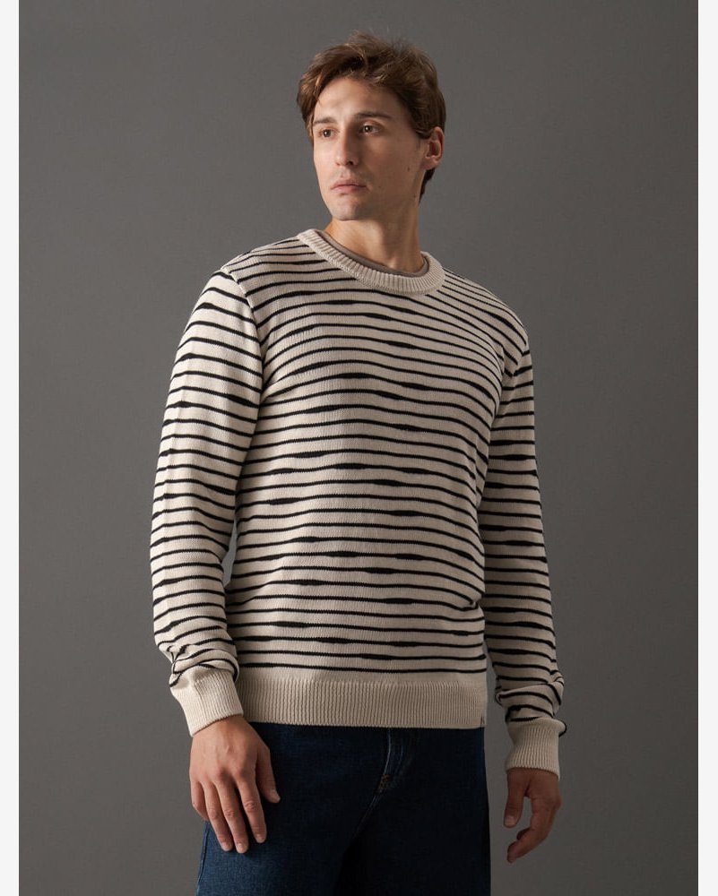 Tricot Masculino Listras Calvin Klein Jeans - Off White