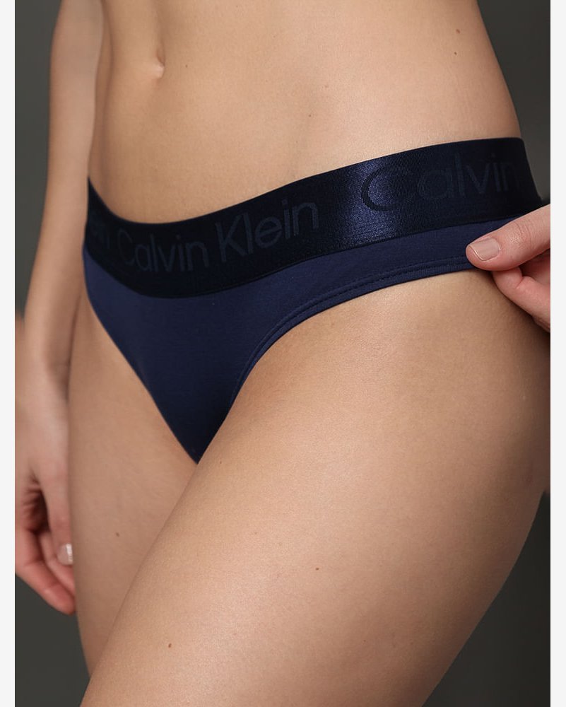 Calcinha Tanga Pima Contton Calvin Klein Underwear - Marinho